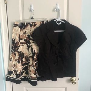 Capped Sleeve Suit Jacket w/ Floral Skirt